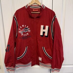 New Era Howard University Bison Varsity Jacket Red 2XL HBCU Chenille Patch Zip